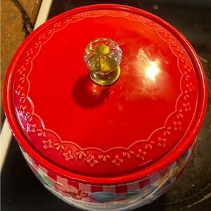 The Pioneer Woman Red Floral Canister with Glass Knob